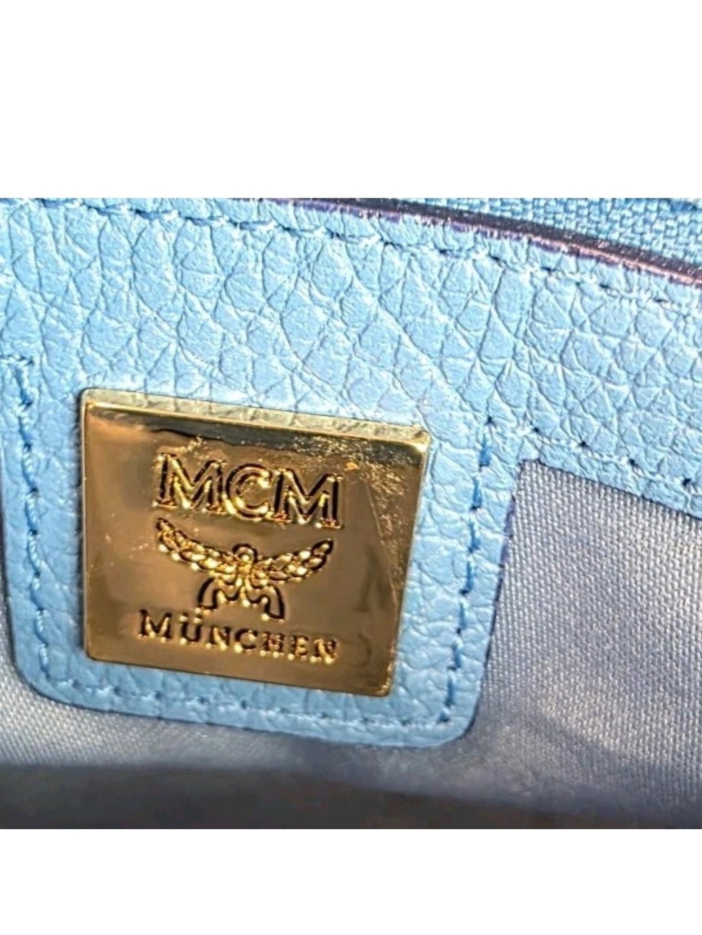 MCM Blue Leather Crossbody Bag with Gold Hardware - Picture 6 of 10